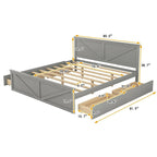 Letto a piattaforma King Size con quattro cassetti portaoggetti e gambe di supporto