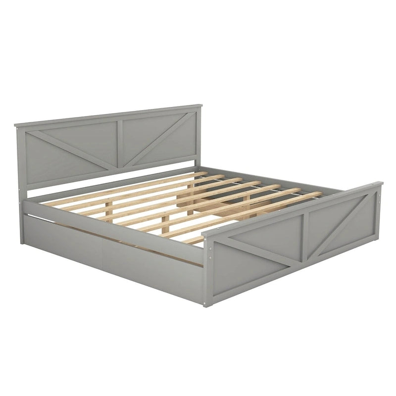 Letto a piattaforma King Size con quattro cassetti portaoggetti e gambe di supporto