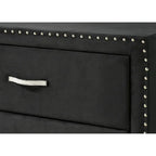 Letto king size Sheridan con pannello imbottito e capitonné, in velluto nero con alette laterali