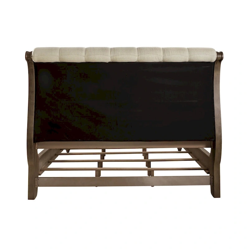 Camera da letto Americana Farmhouse con letto a slitta, comò, specchio e comodino