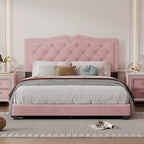 Struttura letto imbottita queen size con design a rivetto