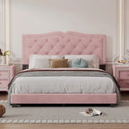 Struttura letto imbottita queen size con design a rivetto