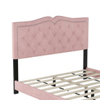 Struttura letto imbottita queen size con design a rivetto