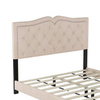 Struttura letto imbottita queen size con design a rivetto