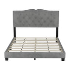 Struttura letto imbottita queen size con design a rivetto