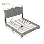 Struttura letto imbottita queen size con design a rivetto