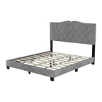 Struttura letto imbottita queen size con design a rivetto