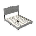 Struttura letto imbottita queen size con design a rivetto