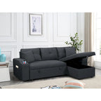 Divano componibile imbottito estraibile con chaise longue contenitore