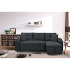 Divano componibile imbottito estraibile con chaise longue contenitore