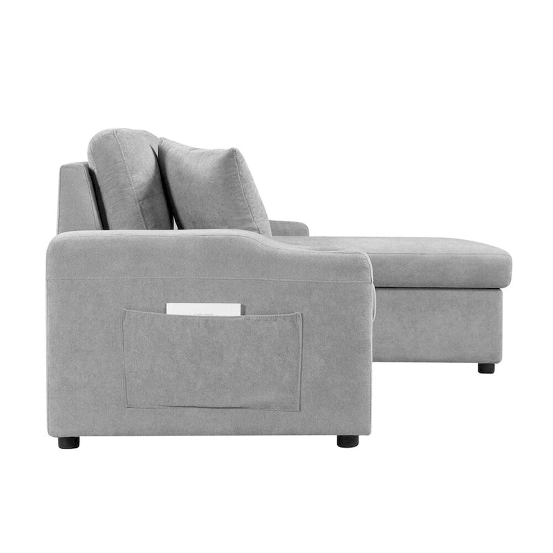 Divano componibile imbottito estraibile con chaise longue contenitore