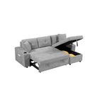 Divano componibile imbottito estraibile con chaise longue contenitore