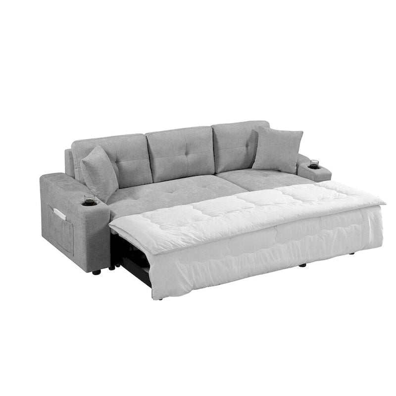 Divano componibile imbottito estraibile con chaise longue contenitore