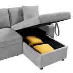 Divano componibile imbottito estraibile con chaise longue contenitore