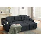 Divano componibile imbottito estraibile con chaise longue contenitore