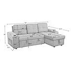 Divano componibile imbottito estraibile con chaise longue contenitore