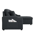 Divano componibile imbottito estraibile con chaise longue contenitore