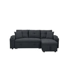 Divano componibile imbottito estraibile con chaise longue contenitore