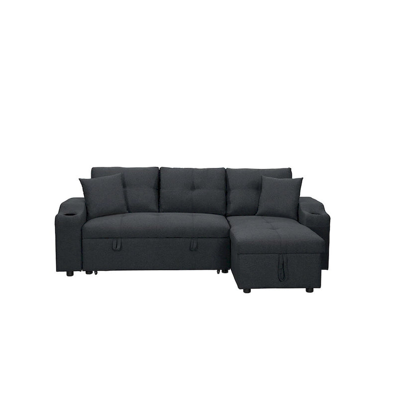 Divano componibile imbottito estraibile con chaise longue contenitore
