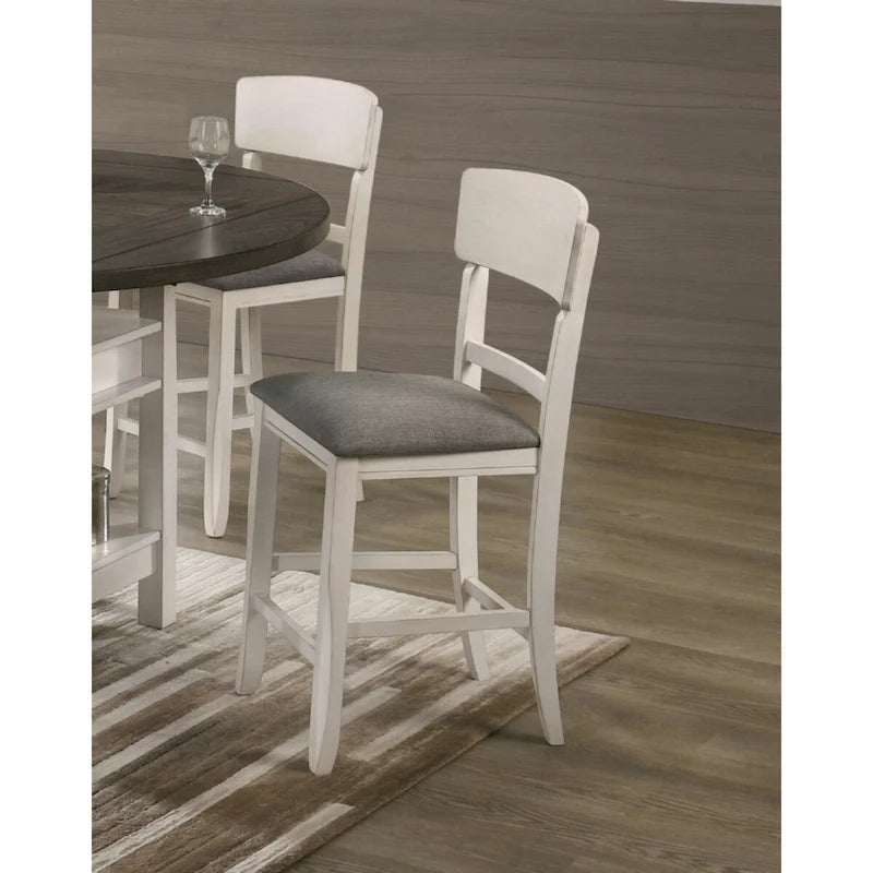 2 sgabelli da bar per sala da pranzo imbottiti altezza bancone, stile transizionale, finitura marrone, in legno