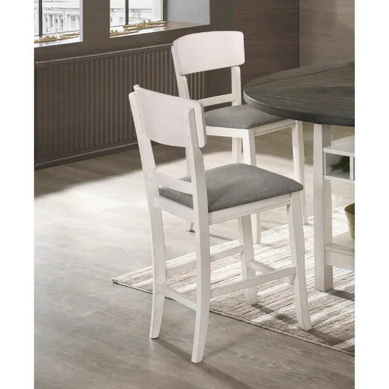 2 sgabelli da bar per sala da pranzo imbottiti altezza bancone, stile transizionale, finitura marrone, in legno