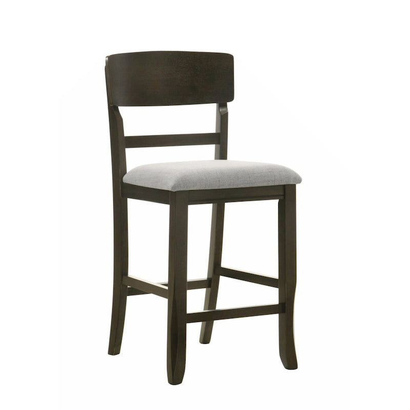 2 sgabelli da bar per sala da pranzo imbottiti altezza bancone, stile transizionale, finitura marrone, in legno