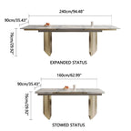 Set da Pranzo Moderno Minimalista da 240 cm (94.48 Inch) a 9 Pezzi con Piano in Pietra Sinterizzata e Doppio Basamento Estensibile