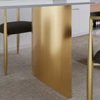 Set da Pranzo Moderno Minimalista da 240 cm (94.48 Inch) a 9 Pezzi con Piano in Pietra Sinterizzata e Doppio Basamento Estensibile
