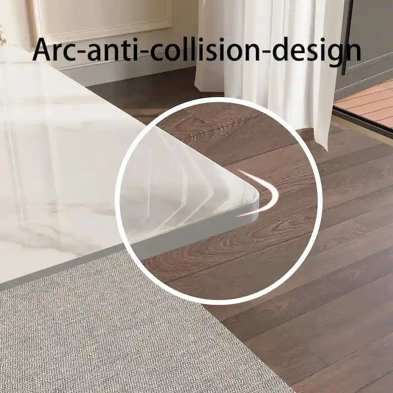 Set da Pranzo Moderno Minimalista da 240 cm (94.48 Inch) a 9 Pezzi con Piano in Pietra Sinterizzata e Doppio Basamento Estensibile
