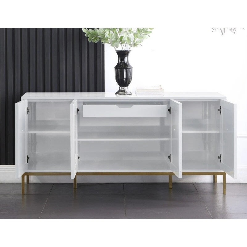 Credenza laccata a 4 ante e 1 cassetto da 65 pollici