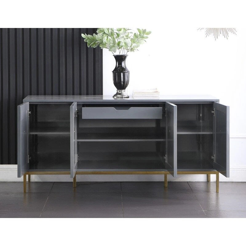 Credenza laccata a 4 ante e 1 cassetto da 65 pollici