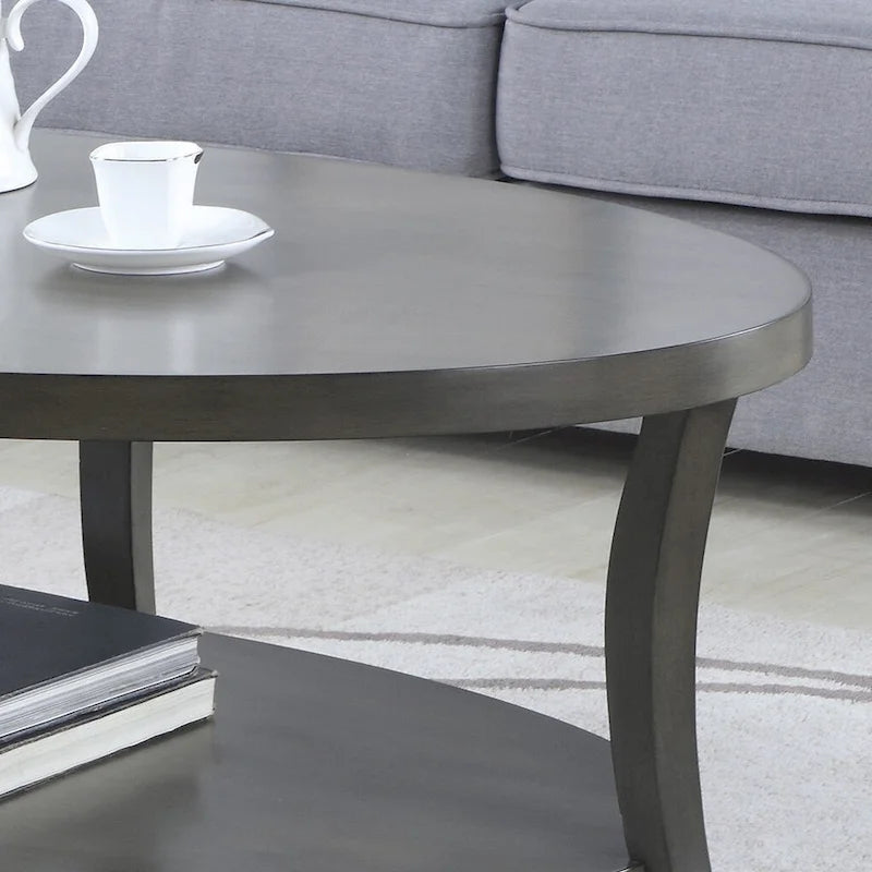 Tavolino da caffè ovale in legno con ripiano