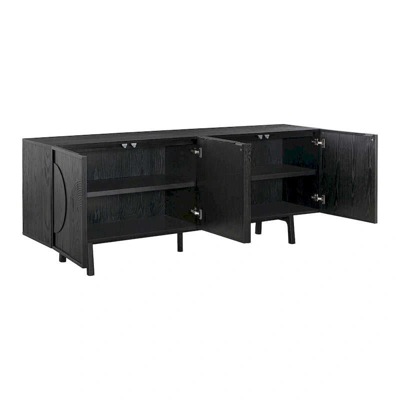 Dene mobile buffet credenza da 200 cm con 4 ante, nero