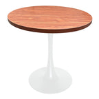 Tavolo da pranzo rotondo Bristol 36 per 4 persone con piano in MDF e moderna base in ferro bianco per cucina e sala da pranzo