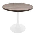 Tavolo da pranzo rotondo Bristol 36 per 4 persone con piano in MDF e moderna base in ferro bianco per cucina e sala da pranzo
