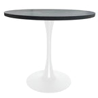 Tavolo da pranzo rotondo Bristol 36 per 4 persone con piano in MDF e moderna base in ferro bianco per cucina e sala da pranzo