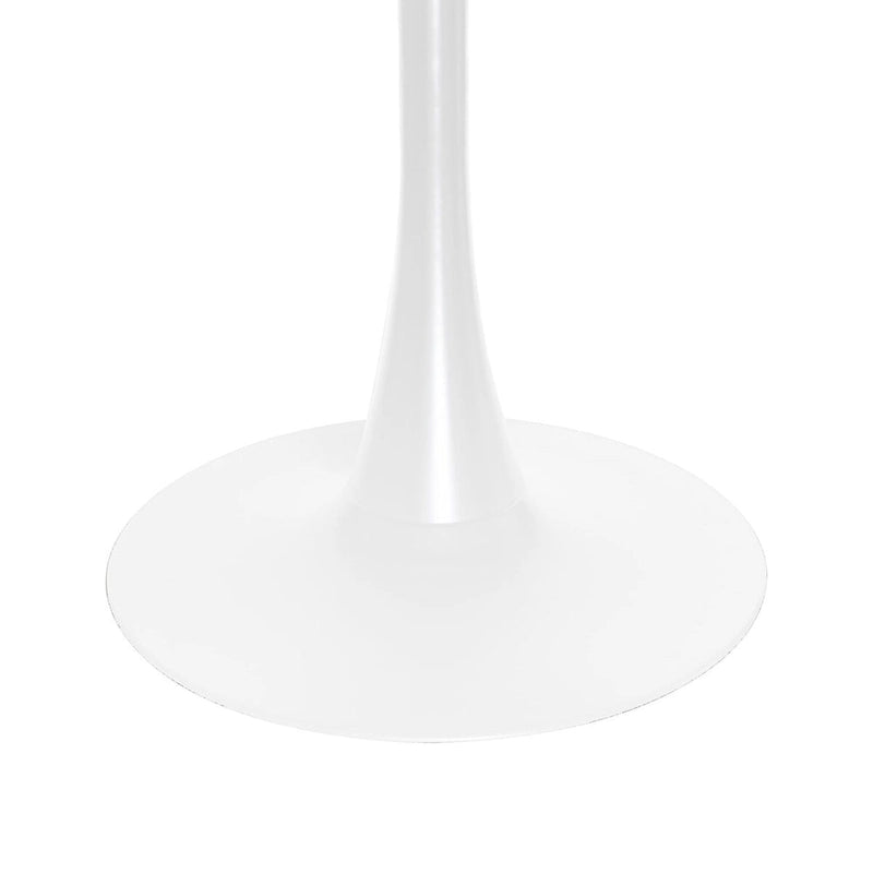 Tavolo da pranzo rotondo Bristol 36 per 4 persone con piano in MDF e moderna base in ferro bianco per cucina e sala da pranzo
