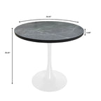 Tavolo da pranzo rotondo Bristol 36 per 4 persone con piano in MDF e moderna base in ferro bianco per cucina e sala da pranzo