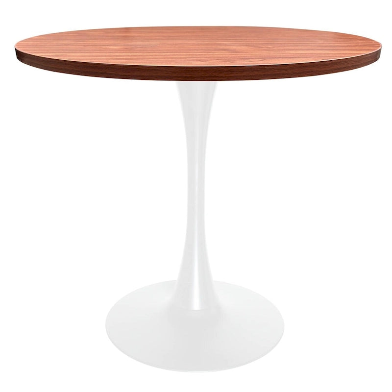 Tavolo da pranzo rotondo Bristol 36 per 4 persone con piano in MDF e moderna base in ferro bianco per cucina e sala da pranzo