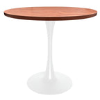 Tavolo da pranzo rotondo Bristol 36 per 4 persone con piano in MDF e moderna base in ferro bianco per cucina e sala da pranzo