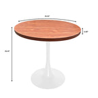 Tavolo da pranzo rotondo Bristol 36 per 4 persone con piano in MDF e moderna base in ferro bianco per cucina e sala da pranzo