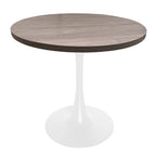 Tavolo da pranzo rotondo Bristol 36 per 4 persone con piano in MDF e moderna base in ferro bianco per cucina e sala da pranzo