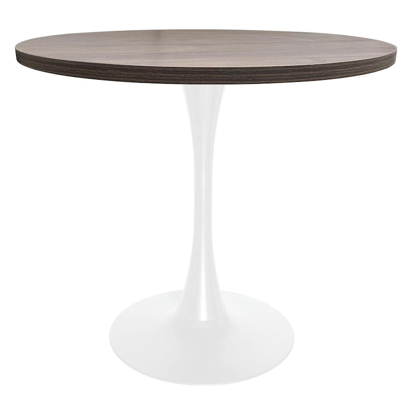 Tavolo da pranzo rotondo Bristol 36 per 4 persone con piano in MDF e moderna base in ferro bianco per cucina e sala da pranzo