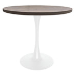 Tavolo da pranzo rotondo Bristol 36 per 4 persone con piano in MDF e moderna base in ferro bianco per cucina e sala da pranzo