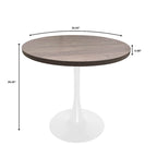 Tavolo da pranzo rotondo Bristol 36 per 4 persone con piano in MDF e moderna base in ferro bianco per cucina e sala da pranzo
