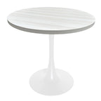 Tavolo da pranzo rotondo Bristol 36 per 4 persone con piano in MDF e moderna base in ferro bianco per cucina e sala da pranzo