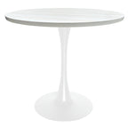 Tavolo da pranzo rotondo Bristol 36 per 4 persone con piano in MDF e moderna base in ferro bianco per cucina e sala da pranzo