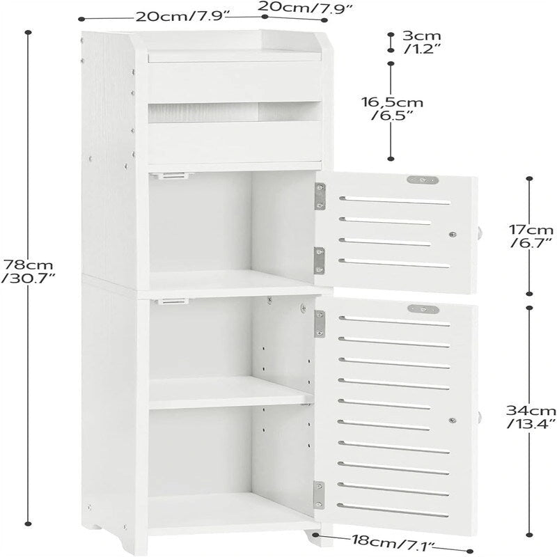Mobiletto da bagno salvaspazio con anta - 7.9P x 7.9L x 30.7A