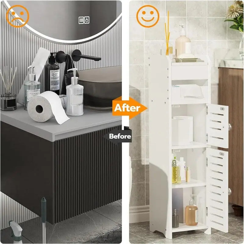 Mobiletto da bagno salvaspazio con anta - 7.9P x 7.9L x 30.7A