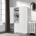 Mobiletto bagno alto con due ante e cassetti, ripiano regolabile